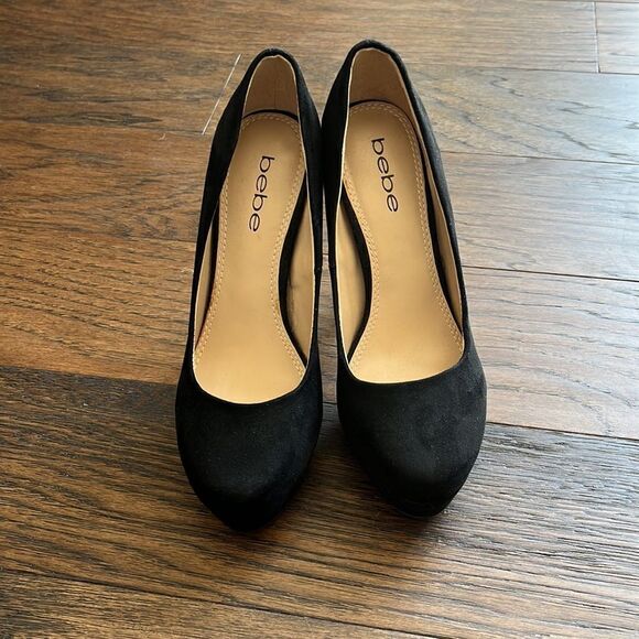 BEBE like new Black faux suede black heels - Picture 4 of 12